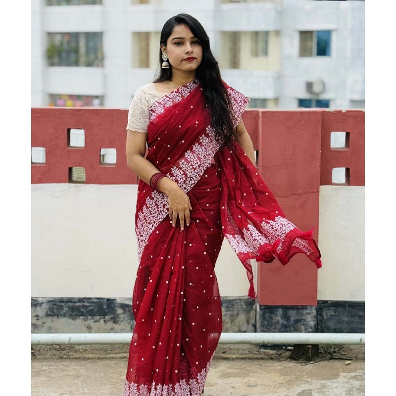 Picture of Treandy Collection Vairal afsan print saree for women-Maroon