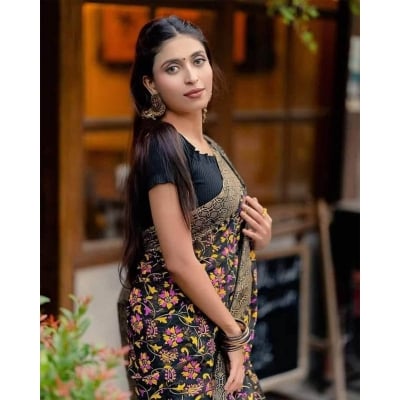 Picture of New Treandy Collection Vairal afsan print saree for women-Black