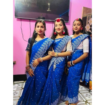 Picture of New Treandy Collection Vairal afsan print saree for women-Blue
