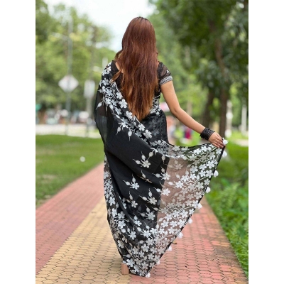 Picture of New Treandy Collection Vairal afsan print saree for women-Black