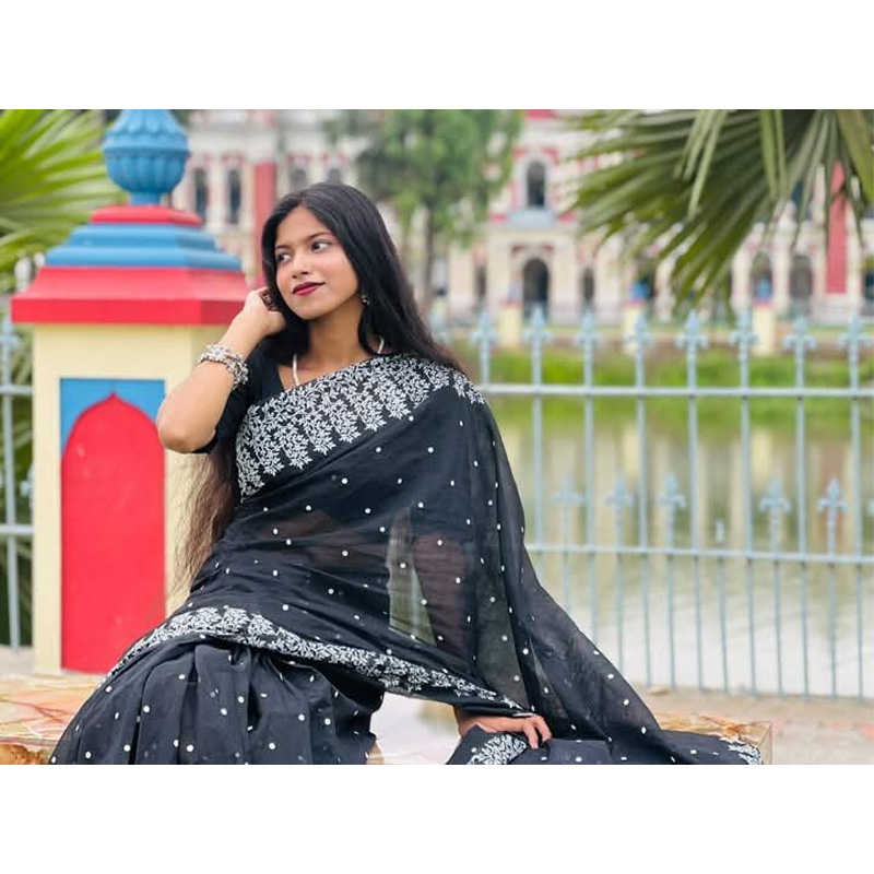 Picture of New Treandy Collection Vairal afsan print saree for women-Black