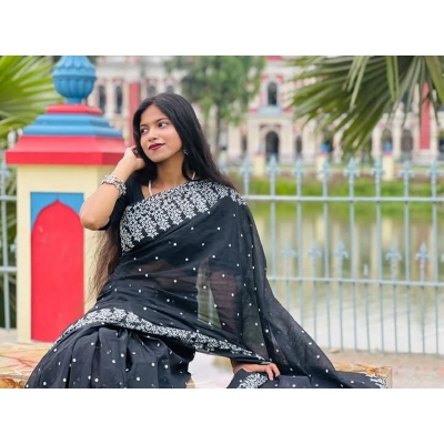Picture of New Treandy Collection Vairal afsan print saree for women-Black
