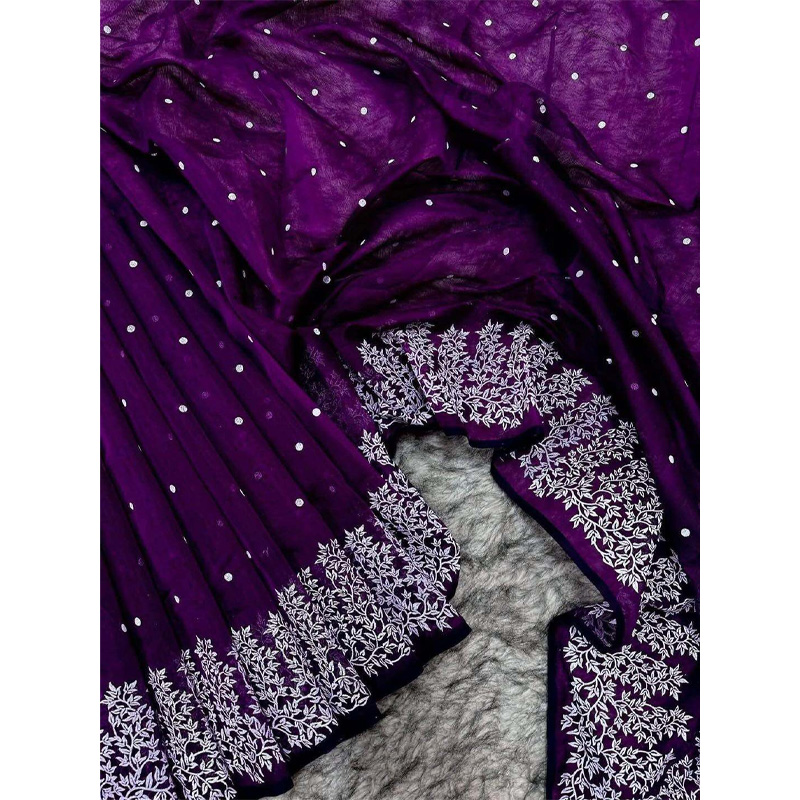 Picture of New Treandy Collection Vairal afsan print saree for women-Purple