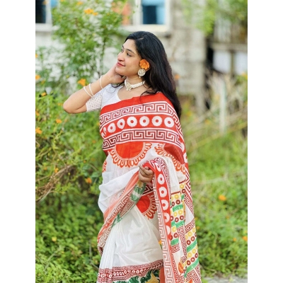 Picture of Chanderi Silk Digital Printed tassel Saree Soft and comfortable 12.5 Hand Saree For Women-Multicolor