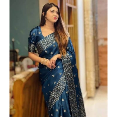 Picture of Elegant Style Original Japani Silk Bodhua Print Saree With Blouse Piece - Perfect & Suitable For Any Occasion