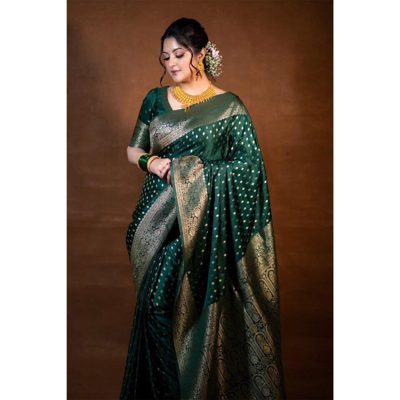 Picture of Most Popular Pori Moni Indian Design Soft Silk Katan Saree - Elegant and Suitable For Any Occasion-Multicolor