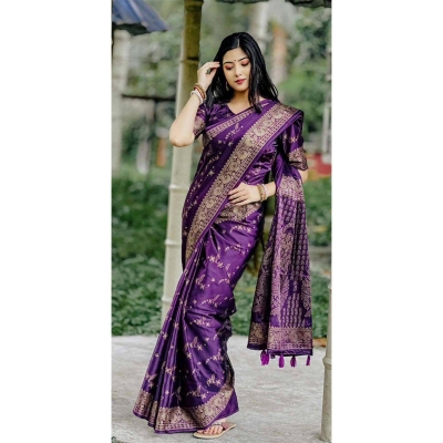 Picture of Elegant Style Original Japani Silk Bodhua Print Saree With Blouse Piece - Perfect & Suitable For Any Occasion