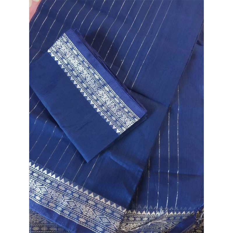 Picture of Most Popular Trendy Halfsilk Kantha Stitch Saree With Blouse Piece-Blue