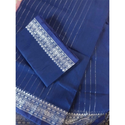 Picture of Most Popular Trendy Halfsilk Kantha Stitch Saree With Blouse Piece-Blue
