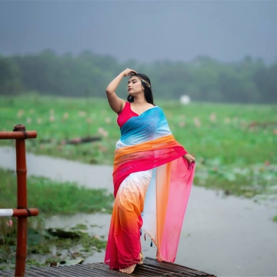 Picture of Chanderi Silk Digital Printed tassel Saree Soft and comfortable 12.5 Hand Saree For Women-Multicolor