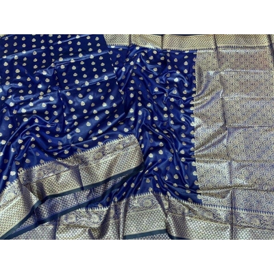 Picture of Fashionable Full Body Work Soft Silk Katan Saree-Blue