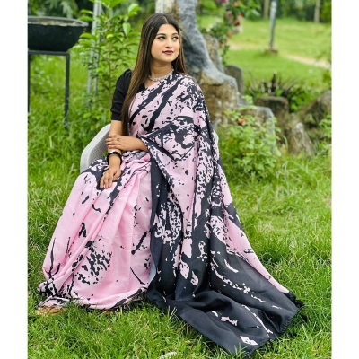 Picture of Chanderi Silk Digital Printed tassel Saree Soft and comfortable 12.5 Hand Saree For Women-Multicolor