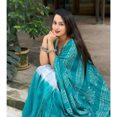 Picture of Chanderi Silk Digital Printed tassel Saree Soft and comfortable 12.5 Hand Saree For Women-Multicolor