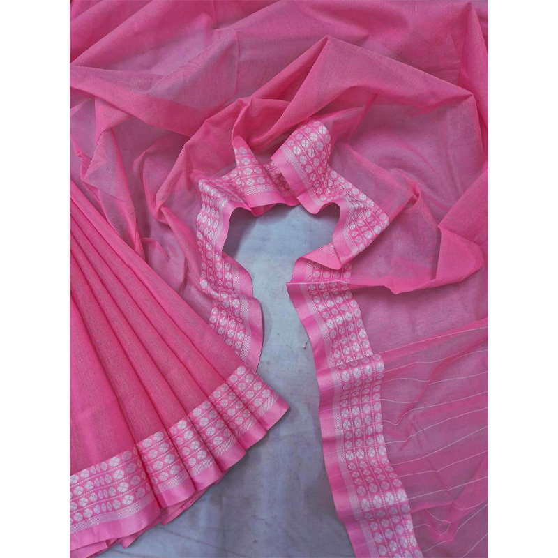 Picture of Most Popular Trendy Halfsilk Kantha Stitch Saree With Blouse Piece-Pink
