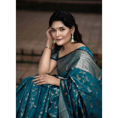 Picture of Fashionable Full Body Work Soft Silk Katan Saree-Multicolor