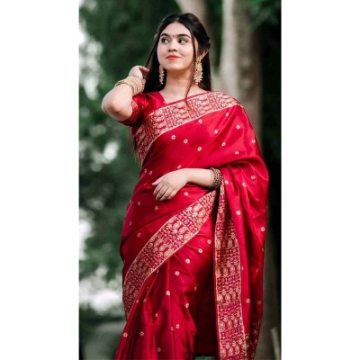 Picture of Elegant Style Original Japani Silk Bodhua Print Saree With Blouse Piece - Perfect & Suitable For Any Occasion-Maroon