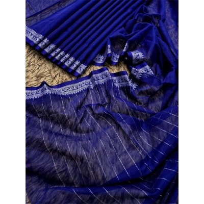 Picture of Most Popular Trendy Halfsilk Kantha Stitch Saree With Blouse Piece-Blue
