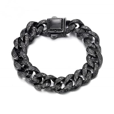 Picture of Luxury Men's Bracelet – High Quality Stainless Steel Wrist Bracelet - Black