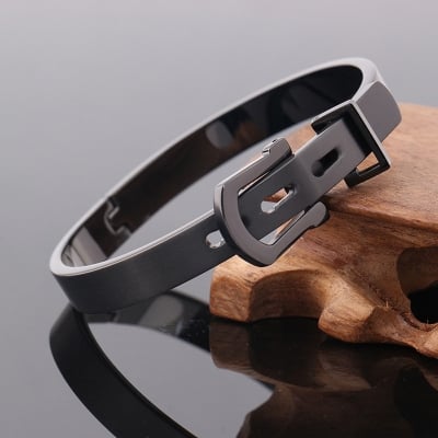 Picture of Minimalist Stainless Steel Bracelet for Men – Luxury Design - Black