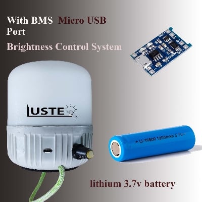 Picture of Rechargeable Charger Flash LED Light, BMS Circuit with lithium battery type C charging port(White)
