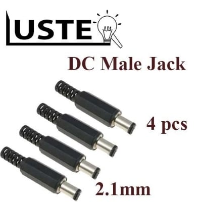 Picture of DC Male Jack 2.1 Power Line Connector Plug |Luster|(Black)