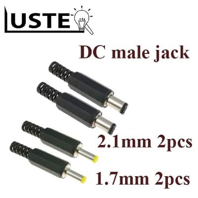 Picture of DC Male Jack 1.7 & 2.1 mm Power Line Connector Plug |Luster|(Black)