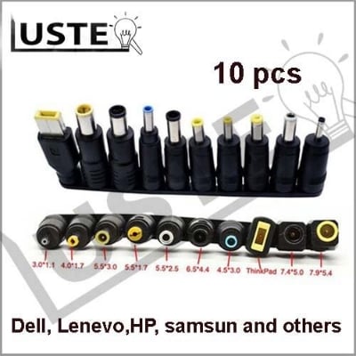 Picture of 10 Tips DC Power Plug Set / Universal Laptop Notebook Input DC Power Plug Set/ Multi DC power converter jack Plug For Charger Converter(Black)