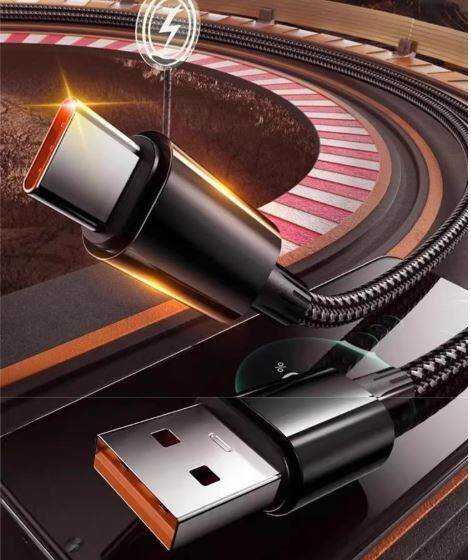 Picture of 10A 120W Super Fast Charging Type C Data Cable Suitable for Huawei Vivo Xiaomi Oppo Honor and all of Mobile Phone Car Charging Cable(Black)
