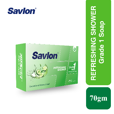Picture of Savlon Soap Refreshing Shower Bar Soap 70gm | Cucumber & Patchouli Leaf | Dermatologically Tested | Keeps You Fresh