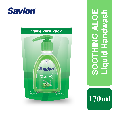 Picture of Savlon Handwash | Soothing Aloe Liquid Hand Soap Refill Pouch 170ml | Aloe gel extract infused formula for Soft & Smooth Hands 