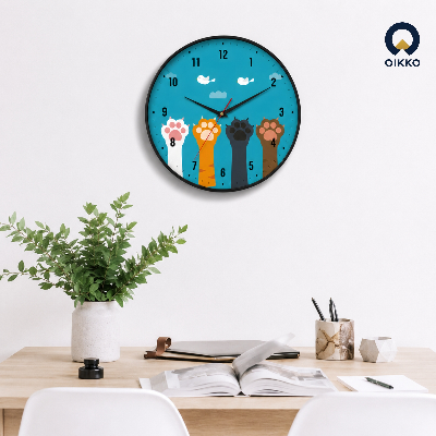 Picture of OIKKO 12 Inch Cute Cats Paws & Birds Kids Wall Clock (Model 35)