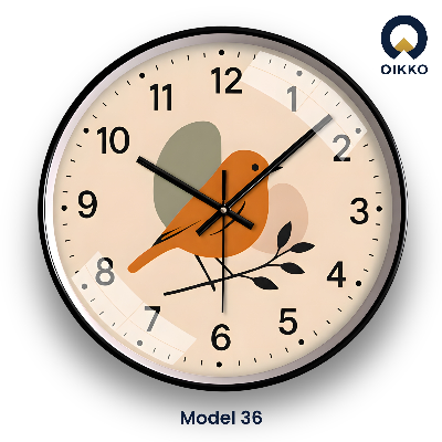 Picture of OIKKO 12 Inch Aesthetic Little Bird Minimalist Wall Clock (Model 36)