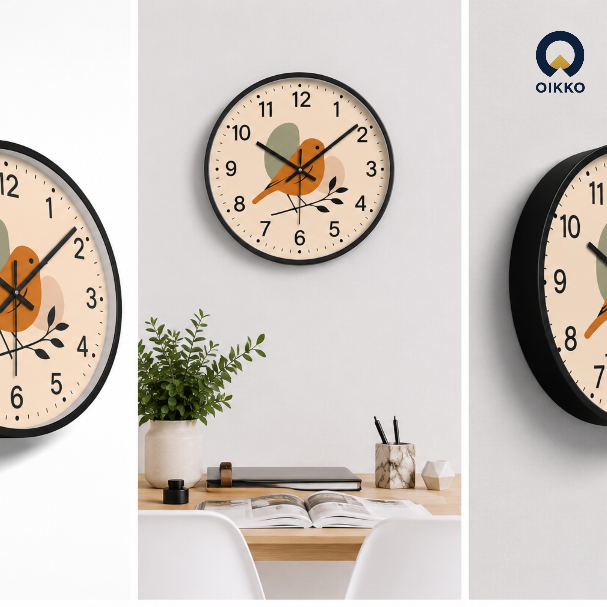 Picture of OIKKO 12 Inch Aesthetic Little Bird Minimalist Wall Clock (Model 36)