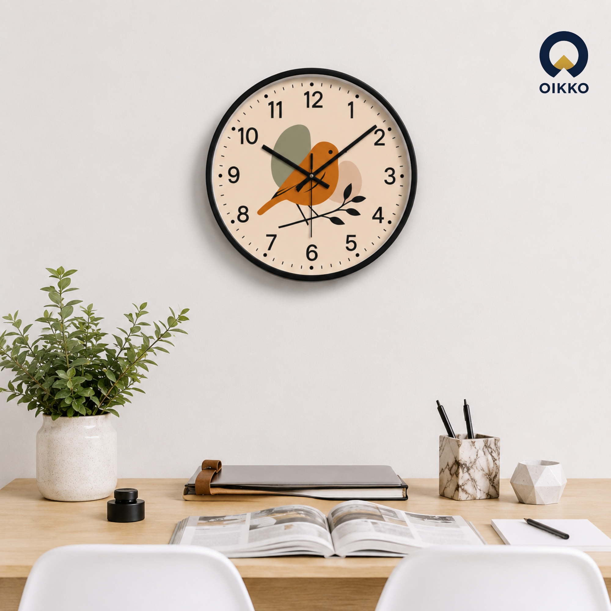 Picture of OIKKO 12 Inch Aesthetic Little Bird Minimalist Wall Clock (Model 36)