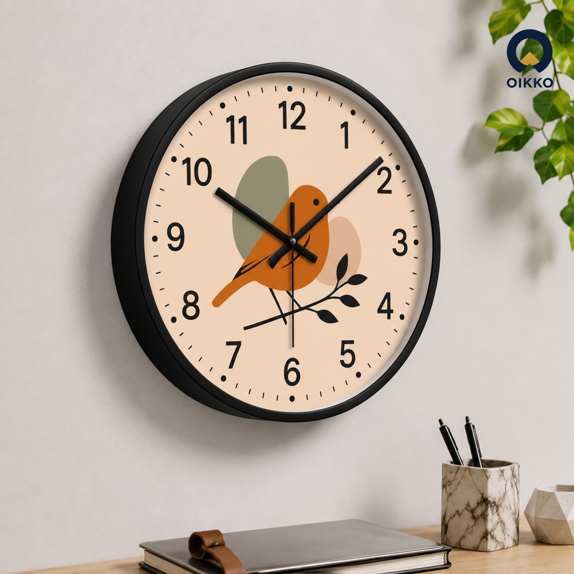 Picture of OIKKO 12 Inch Aesthetic Little Bird Minimalist Wall Clock (Model 36)