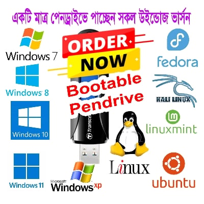 Picture of Multi Bootable USB Windows XP/7/8/10/11 & Linux Bootable Pendrive Auto Active Key Free 64GB USB flash drive-Pendrive
