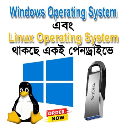 Picture of Multi Bootable USB Windows XP/7/8/10/11 & Linux Bootable Pendrive Auto Active Key Free 64GB USB flash drive-Pendrive