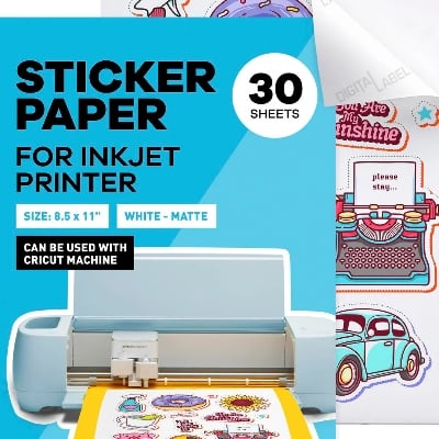 Picture of Photo Paper Sticker A4 for all Printer Inkjet Glossy Photo Sticker Paper A4 135g ( 20 pcs )-White
