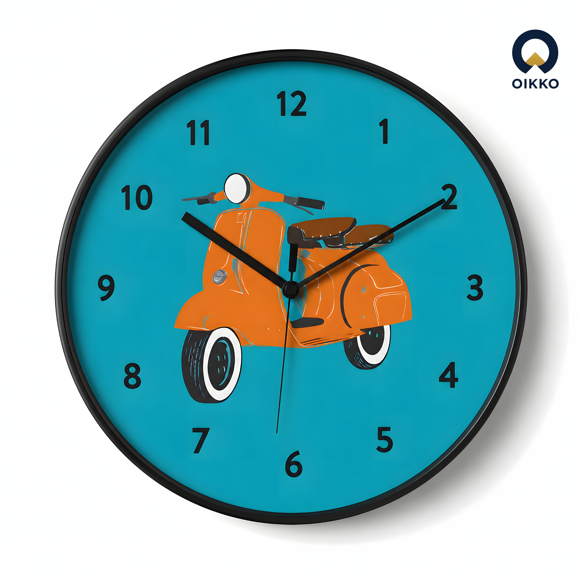 Picture of OIKKO 12 Inch Vintage Orange Scooter Blue Wall Clock (Model 37)