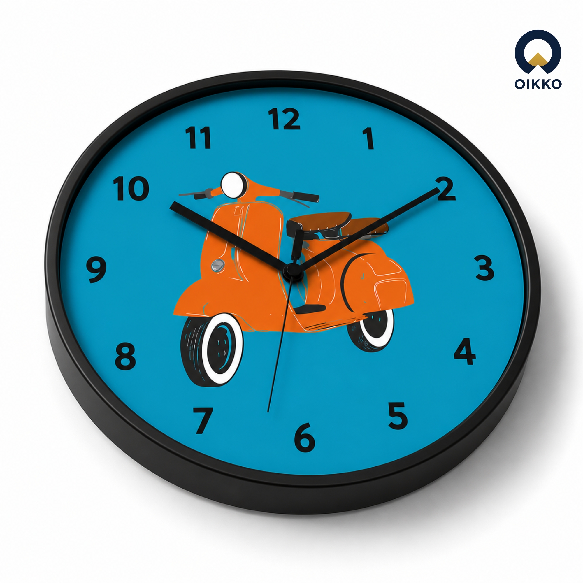 Picture of OIKKO 12 Inch Vintage Orange Scooter Blue Wall Clock (Model 37)