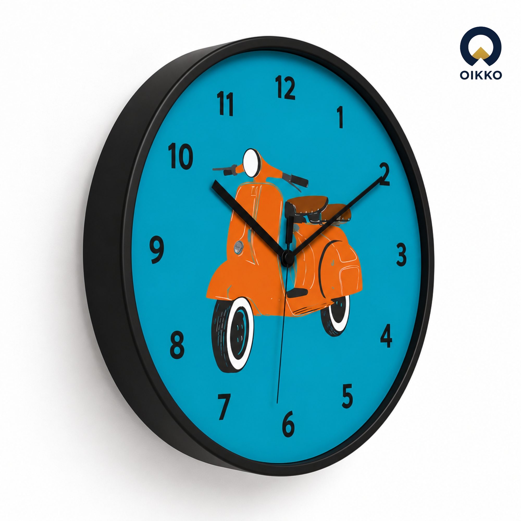 Picture of OIKKO 12 Inch Vintage Orange Scooter Blue Wall Clock (Model 37)