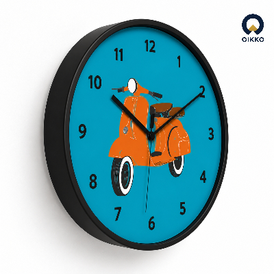 Picture of OIKKO 12 Inch Vintage Orange Scooter Blue Wall Clock (Model 37)