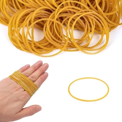 Picture of Rubber band elastic money packaging yellow heavy duty rabber bands pack for office raber band 500Grams