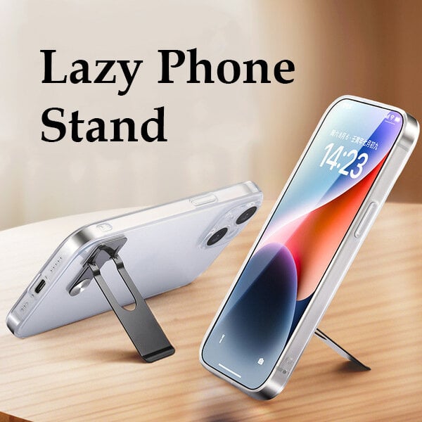 Picture of Metal Mobile Phone Holder Ultra-Thin Invisible Back Sticker Mobile Phone Case Stand Rear Support Shelf Rotating Folding Bracket Portable Stand-Black