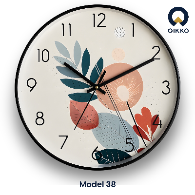 Picture of OIKKO 12 Inch Modern Botanical Leaf Abstract Wall Clock (Model 38)