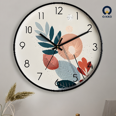 Picture of OIKKO 12 Inch Modern Botanical Leaf Abstract Wall Clock (Model 38)