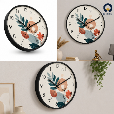 Picture of OIKKO 12 Inch Modern Botanical Leaf Abstract Wall Clock (Model 38)