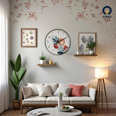Picture of OIKKO 12 Inch Modern Botanical Leaf Abstract Wall Clock (Model 38)