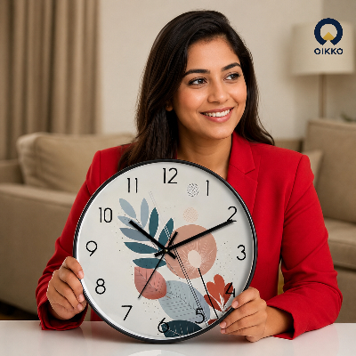Picture of OIKKO 12 Inch Modern Botanical Leaf Abstract Wall Clock (Model 38)