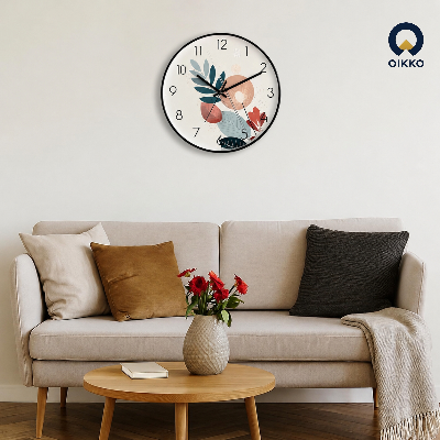 Picture of OIKKO 12 Inch Modern Botanical Leaf Abstract Wall Clock (Model 38)